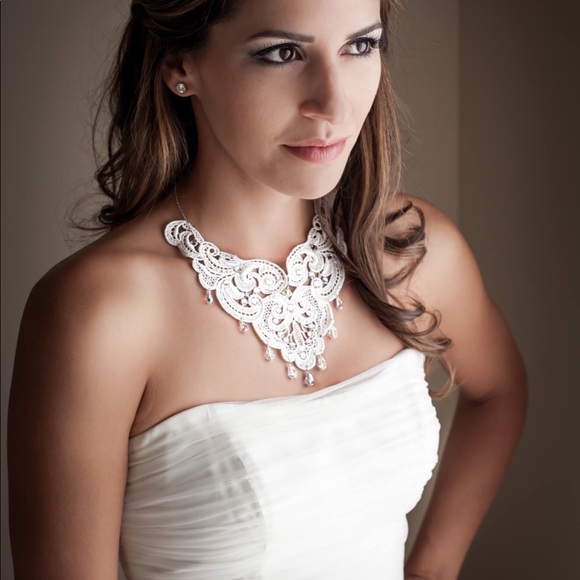 Swarovski Crystals and Lace Bridal Collar Necklace